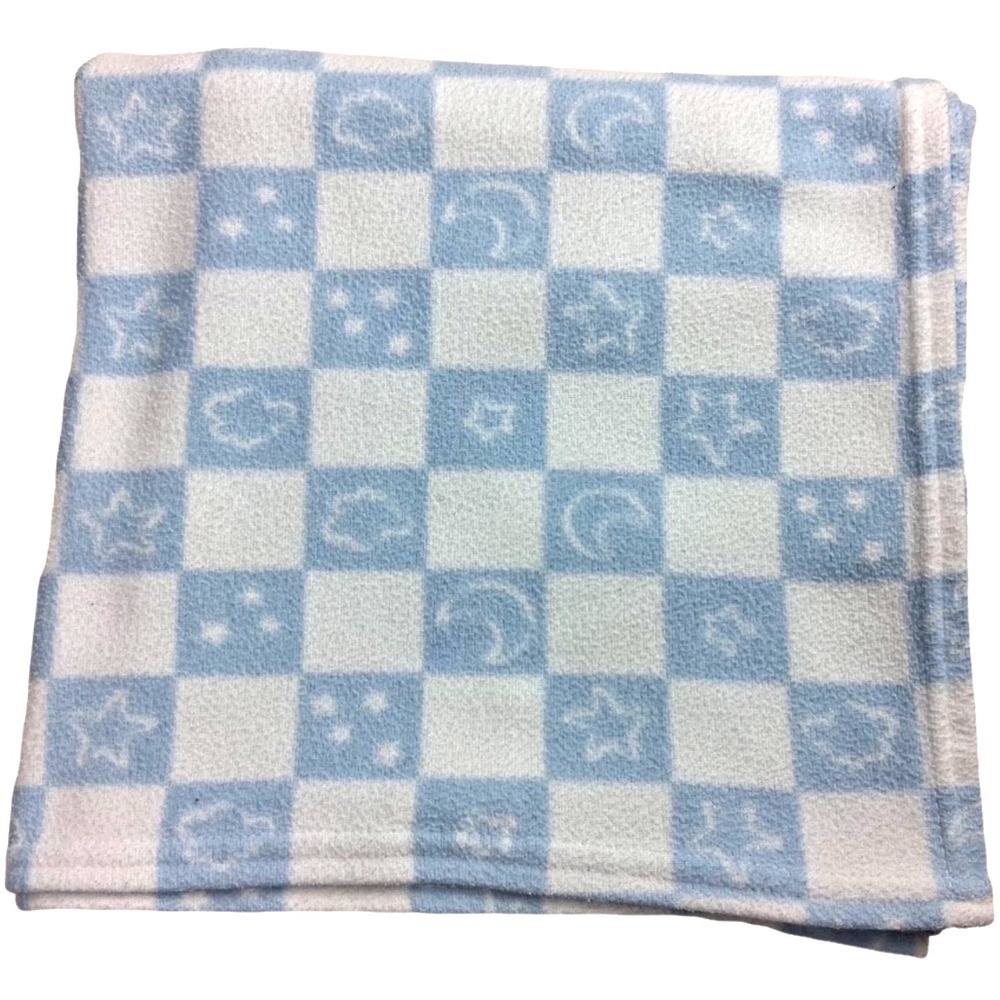 Bright Future Blue White Squares‎ Baby Blanket Soft Fleece Star Moon Security